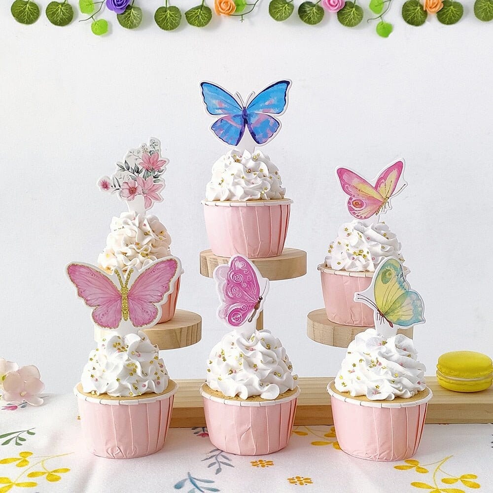 24-Piece Set of Vivid Butterfly Cupcake Toppers