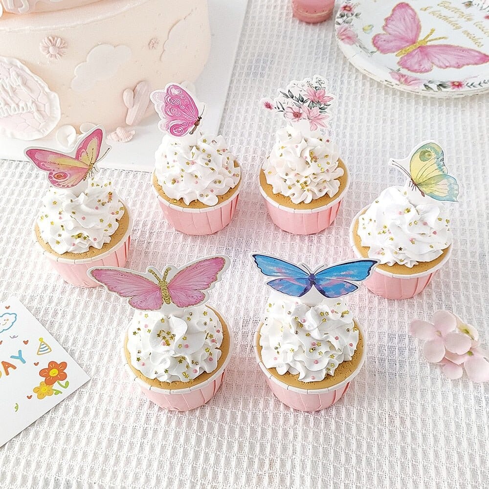 24-Piece Set of Vivid Butterfly Cupcake Toppers