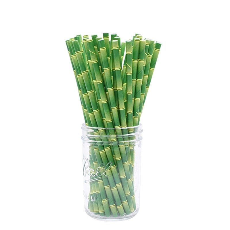 Green Bamboo-Styled Paper Straws (25 PCs)