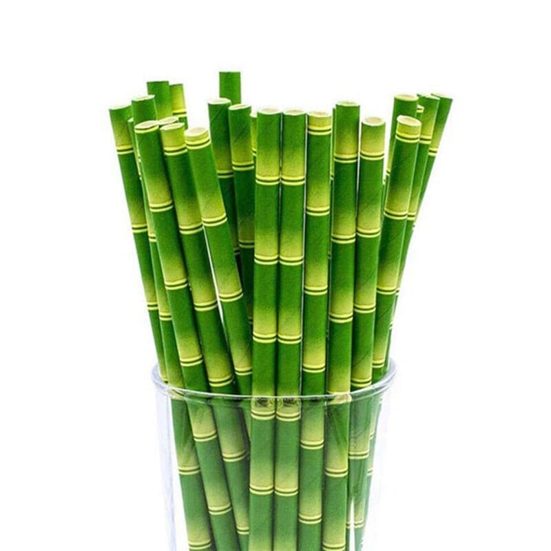 Green Bamboo-Styled Paper Straws (25 PCs)