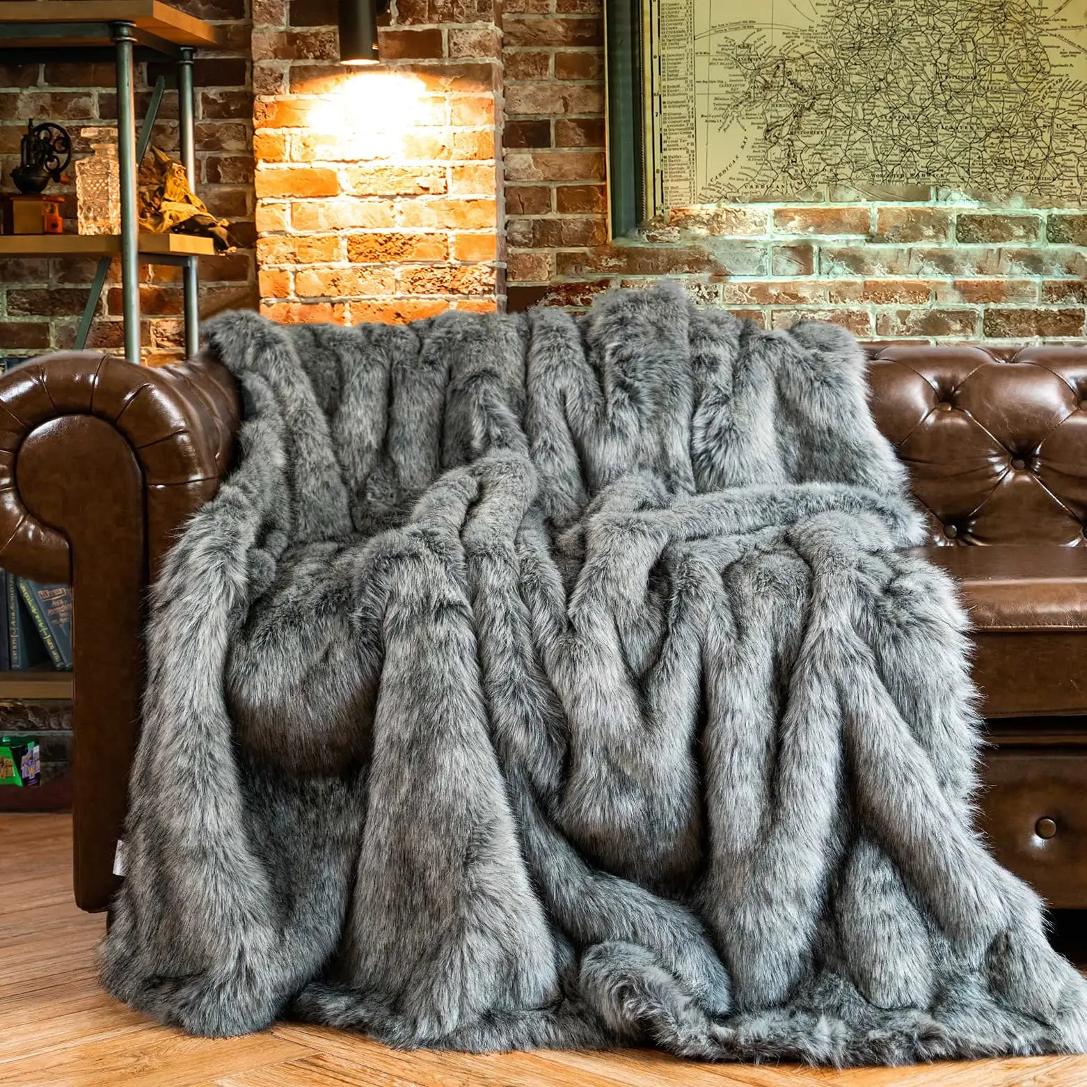 BATTILO Faux Fur Blanket Luxury Decorative Throw Blanket Fuzzy Warm Cozy Plaid Throws For Couch Bed Blanket King Size 150x200cm