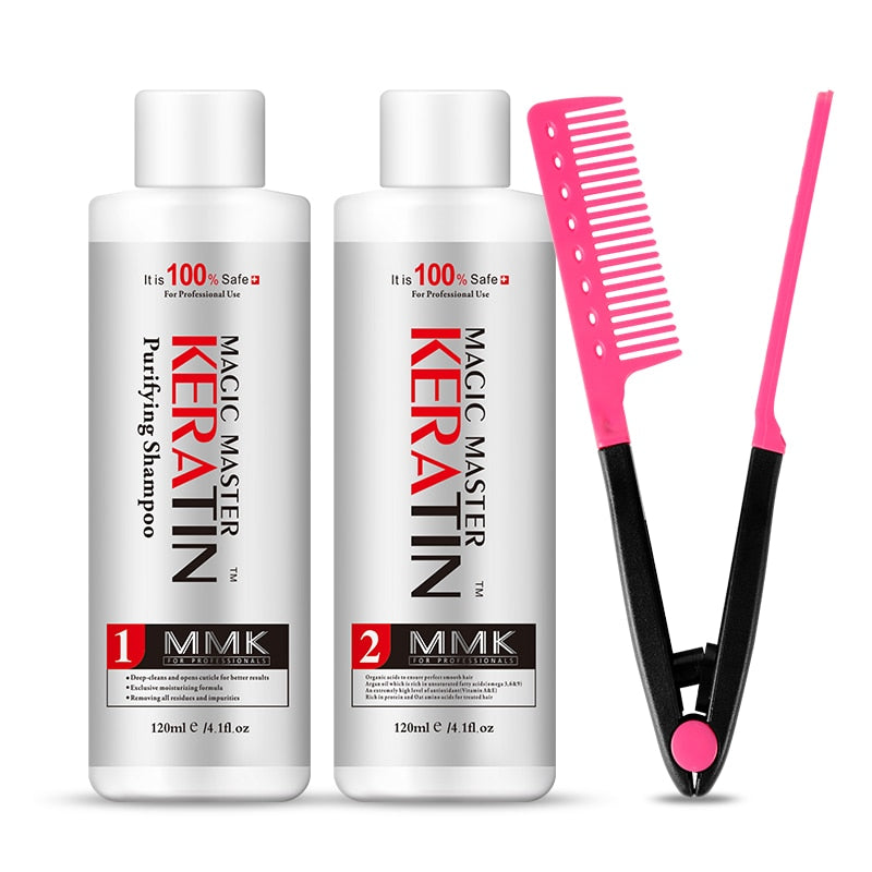 120ml MMK Keratin Treatment For Hair Coconut Oil Straightening Without Formalin Hair Treatment Set+Free Red Comb