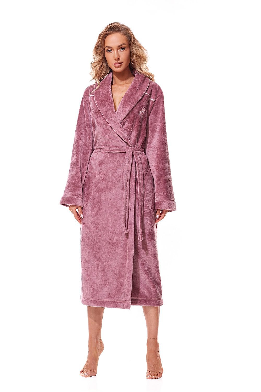 Autumn And Winter Luxury Women Pink Bathrobe Shiny Soft Nightwear