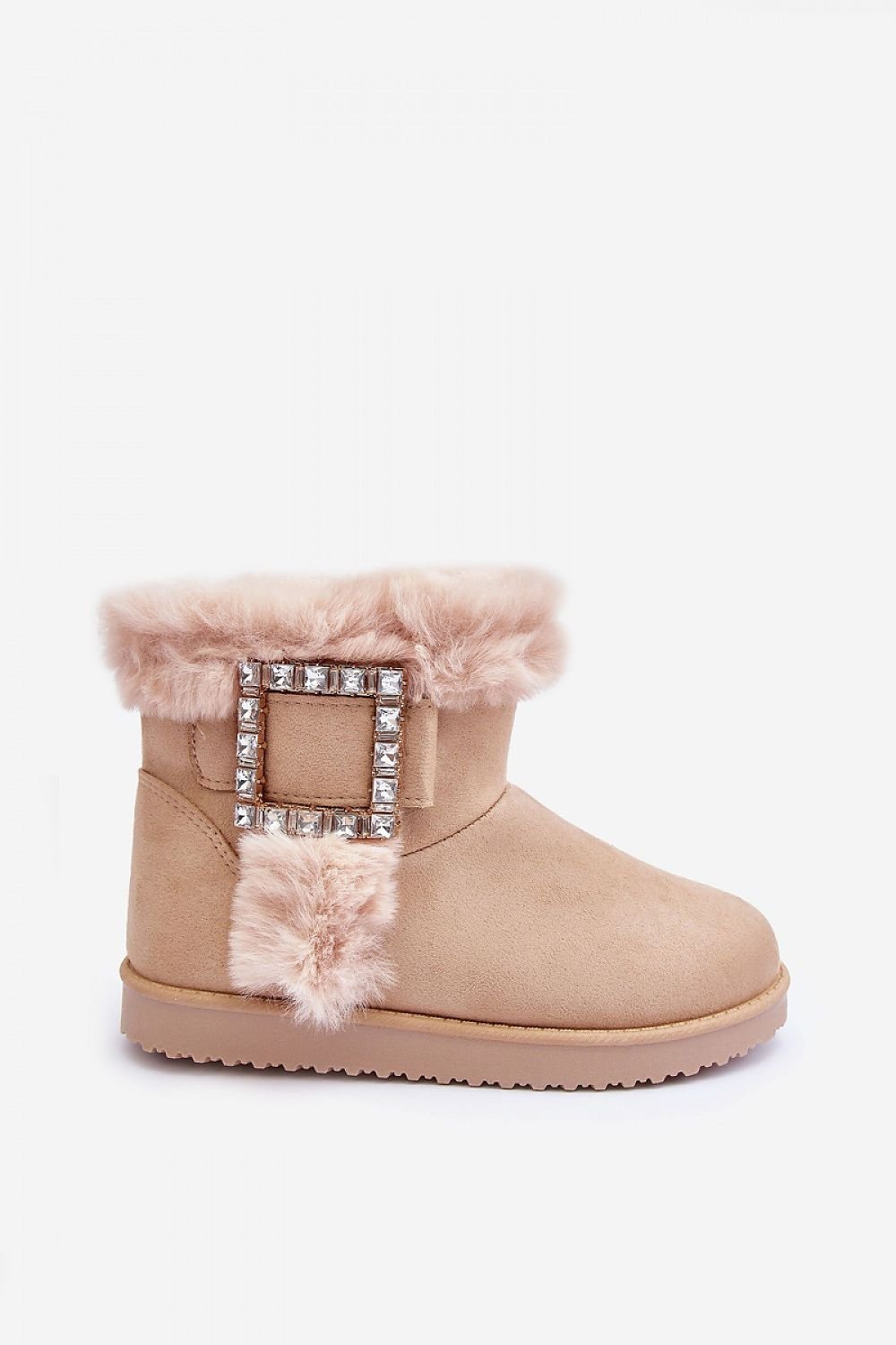 Autumn-winter Fashionable Suede Solid Beige Snow Boots Thick Fur