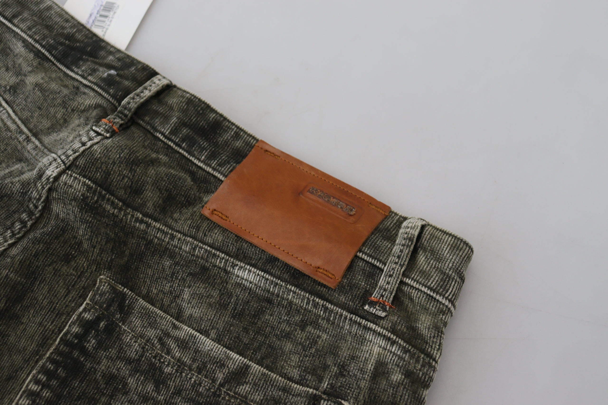 Gray Wash Cotton Corduroy Slim Fit Men Jeans