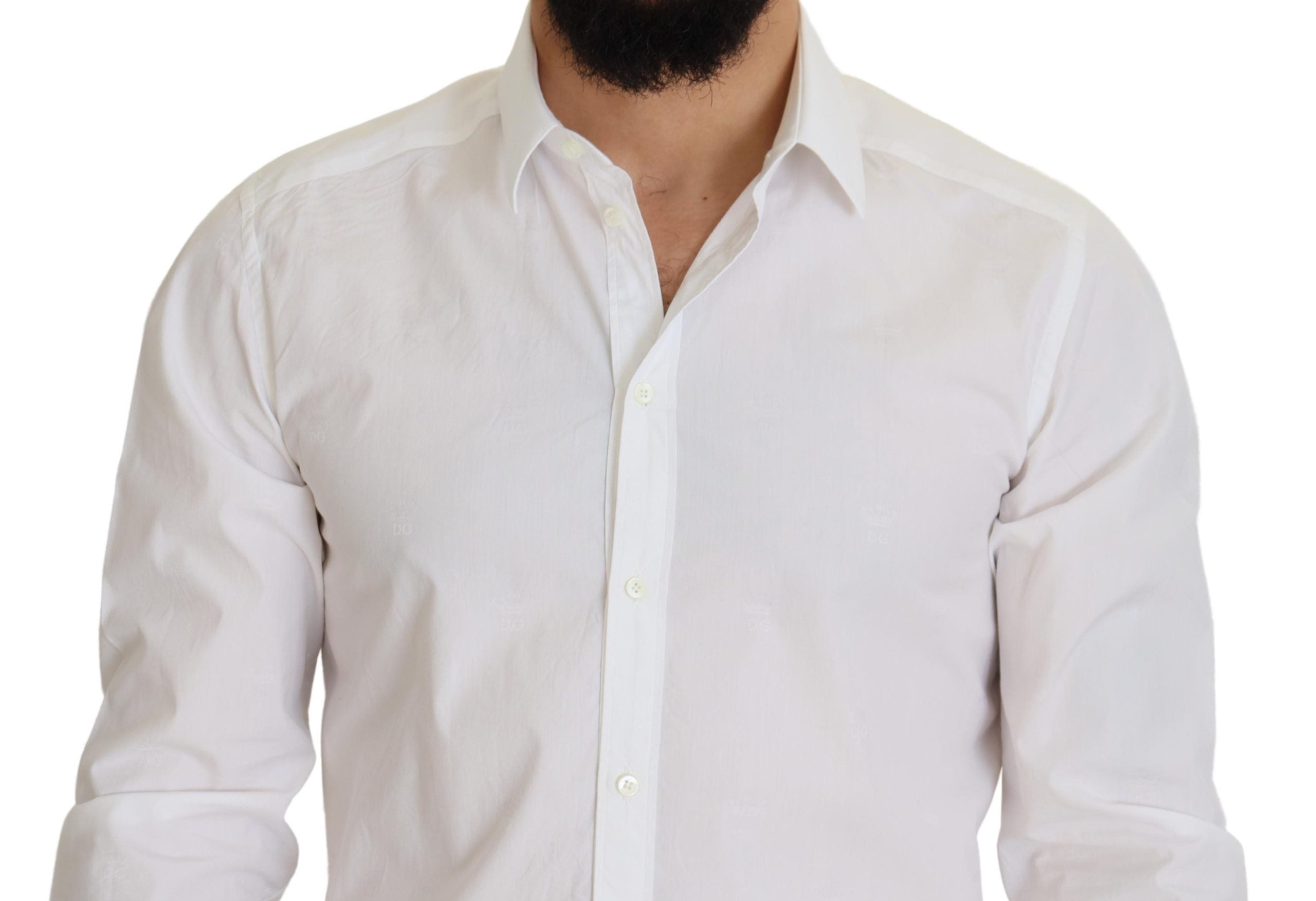 White Cotton Slim Fit Formal Dress GOLD Shirt