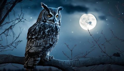 night-owl-perched-spooky-tree-branch-generative-ai