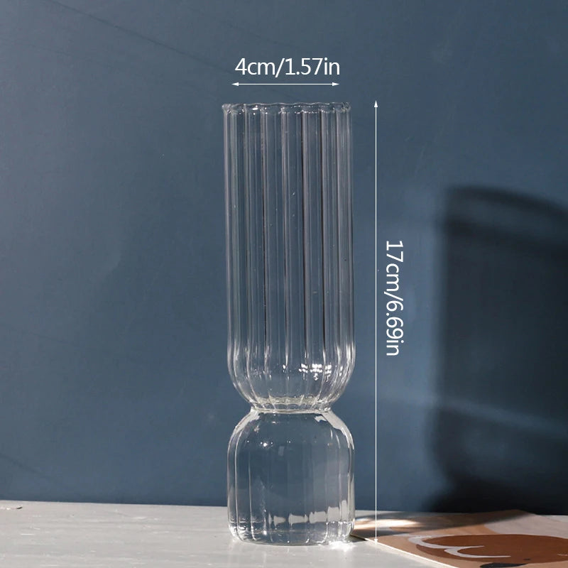 Nordic Glass Vase Colored Transparent Flower Arrangement Container Plant Hydroponic Flower Vase Desktop Ornament Home Decoration