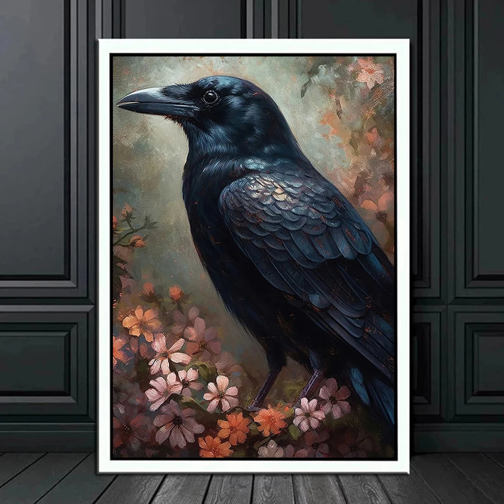 Gothic Dark Wall Art Victorian Raven Witch Canvas Oil Posters And Prints Halloween Background Living Room Bedroom Decoration