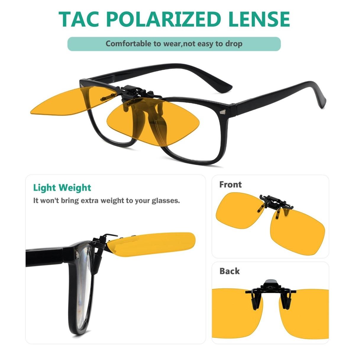 Eyekeeper - 4 Pack Polarized Clip-On Flip Up Night Driving Glasses Jq3 (58Mmx40Mm)