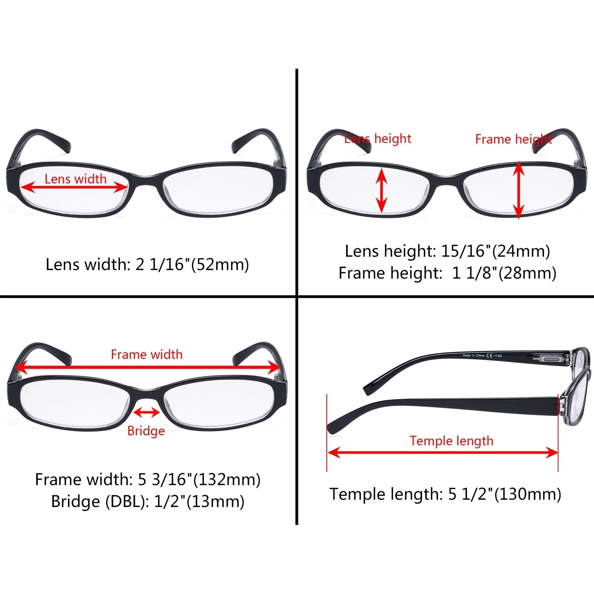 Eyekeeper - 5 Pack Reading Glasses Small Narrow Lens R9104K