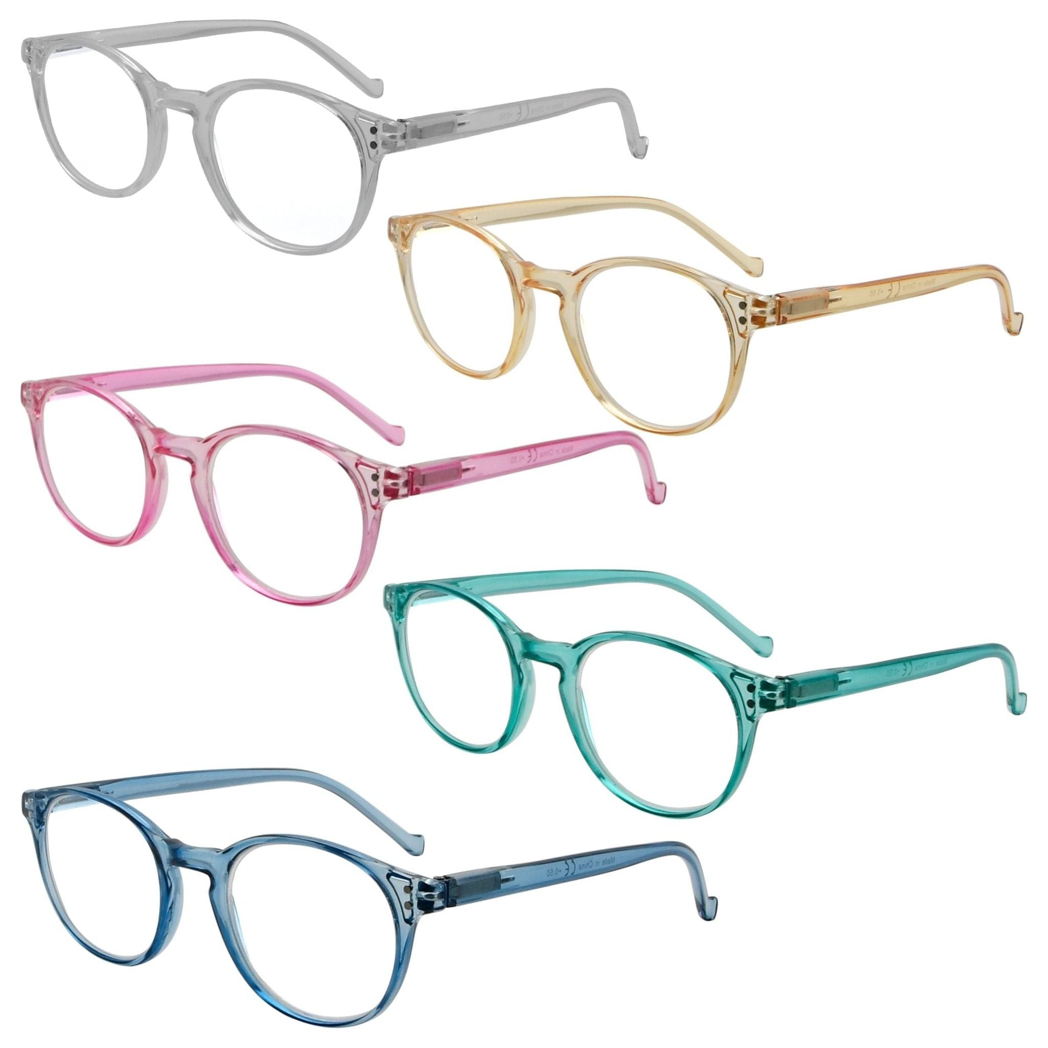 Eyekeeper - 5 Pack Elegant Reading Glasses Round Readers R9115C