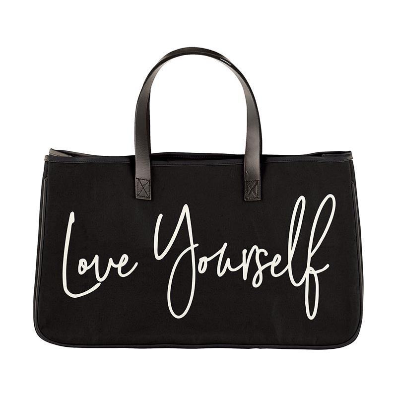 The Bullish Store - The Bullish Store - Love Yourself Large Rectangular Tote Bag | Genuine Leather Handles