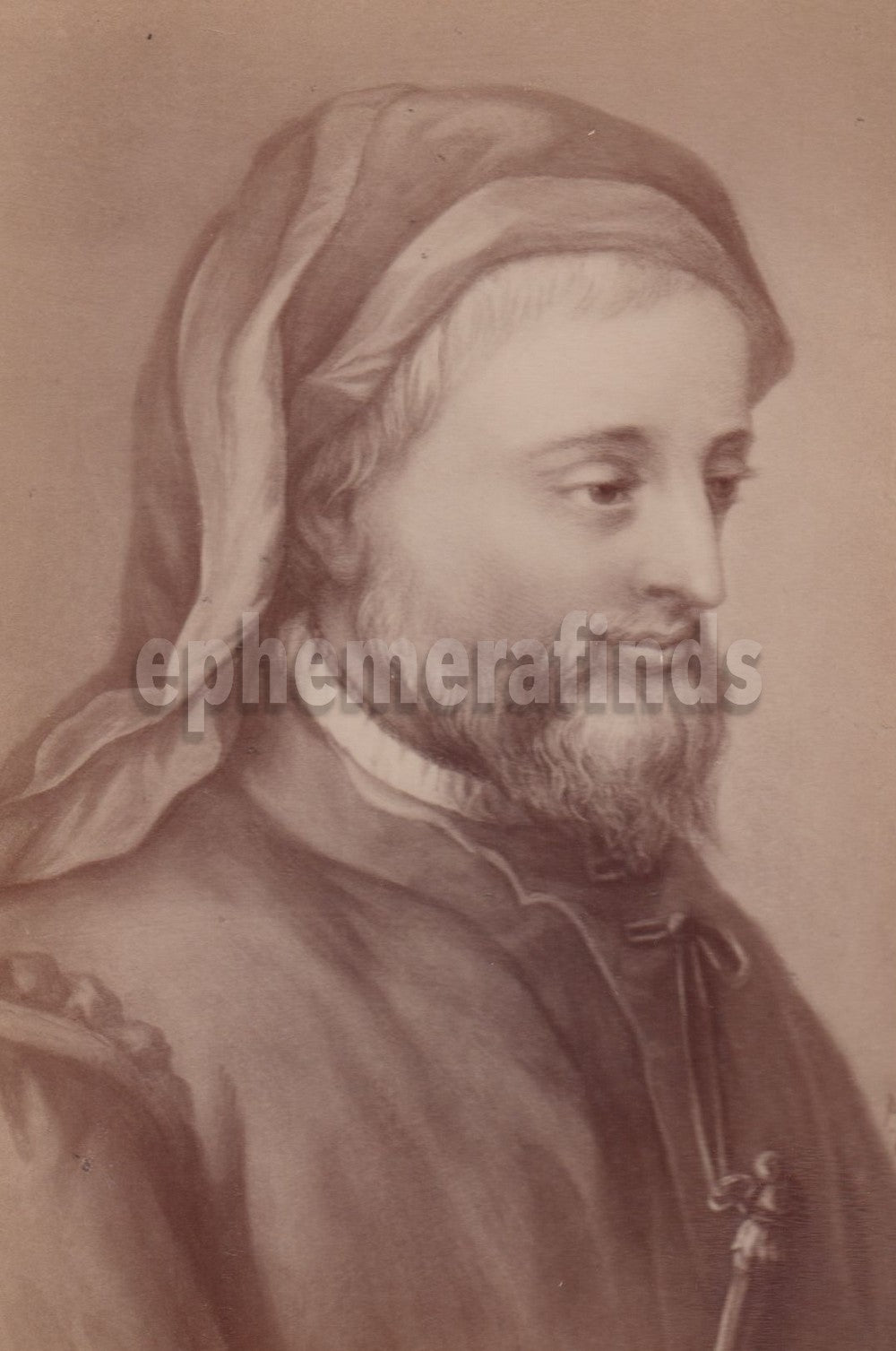 Geoffrey Chaucer Canterbury Tales Author Poet Antique Cabinet Photo