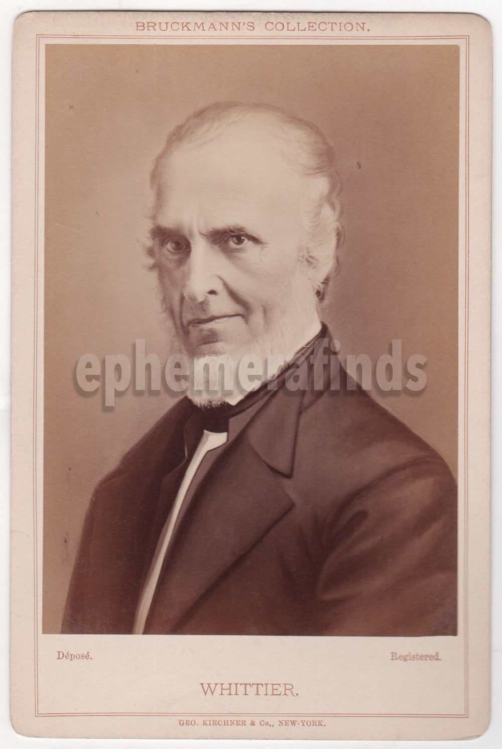 John Greenleaf Whittier Quaker Abolitionist Poet Antique Cabinet Photo