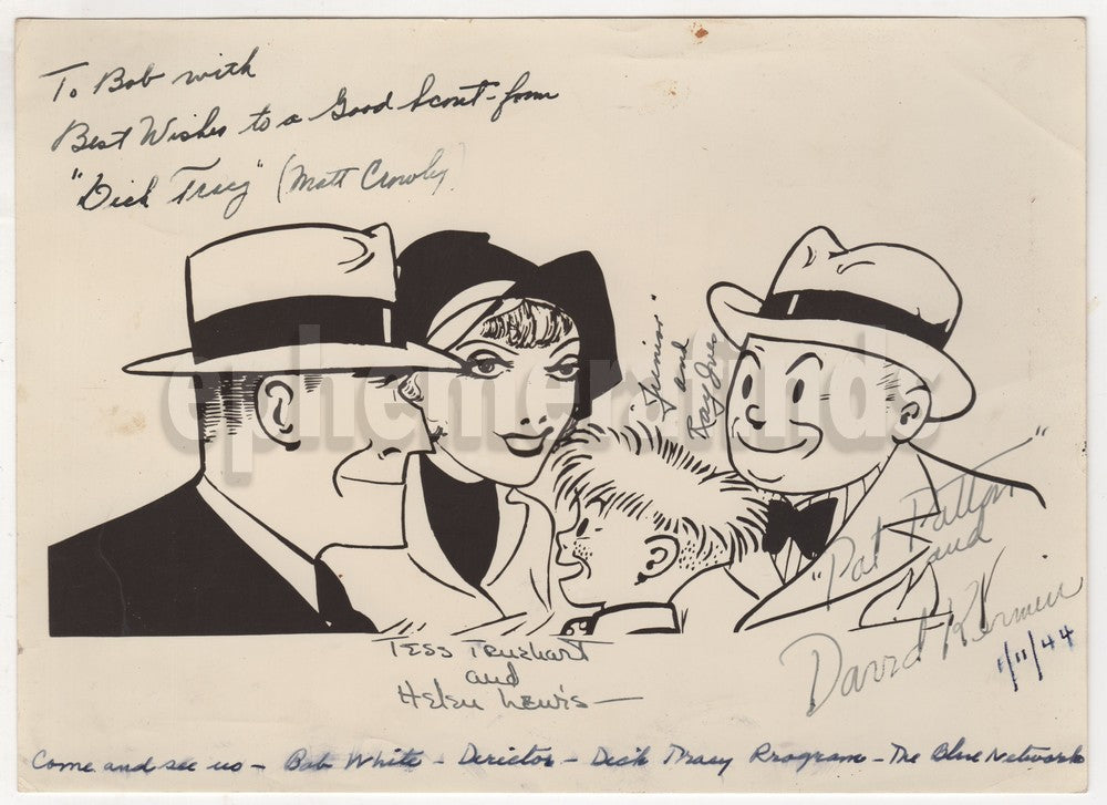 Dick Tracy Comic Radio Show Actors Autograph Signed Promo Photo 1944