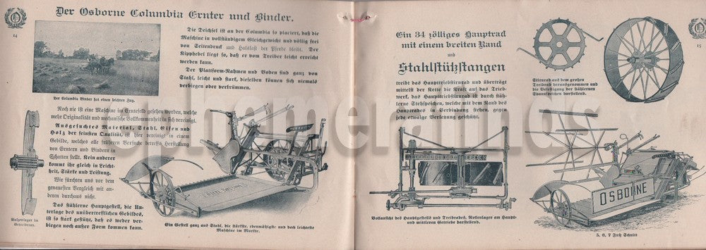 Osborne Farm Equipment Antique German Graphic Advertising Sales Catalog