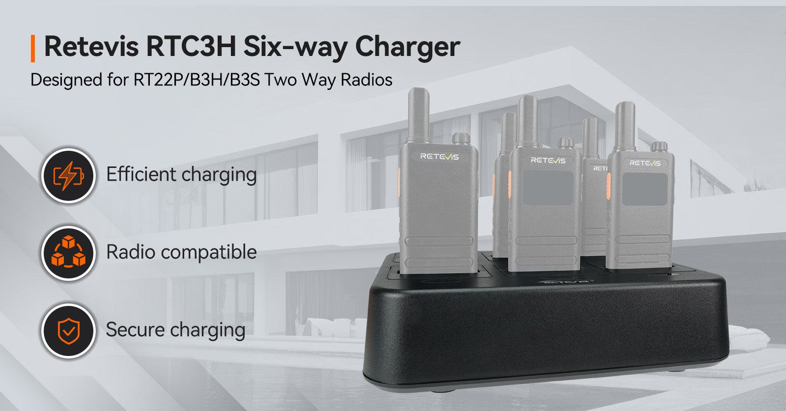 Retevis 6-way charger for walkie talkie RT22P