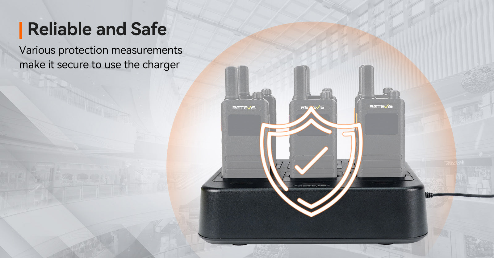 Efficient charging with reliable and safety with Retevis 6-way chager