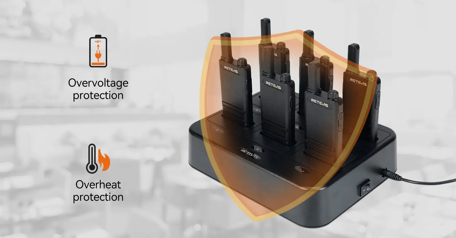 Retevis B3H Walkie Talkie 6Pack with Six Way Charger