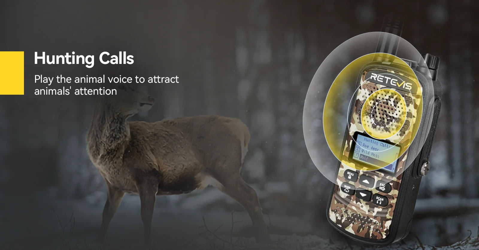 Retevis EZTalk 2 long range GMRS hunting walkie talkie 7 animal calls