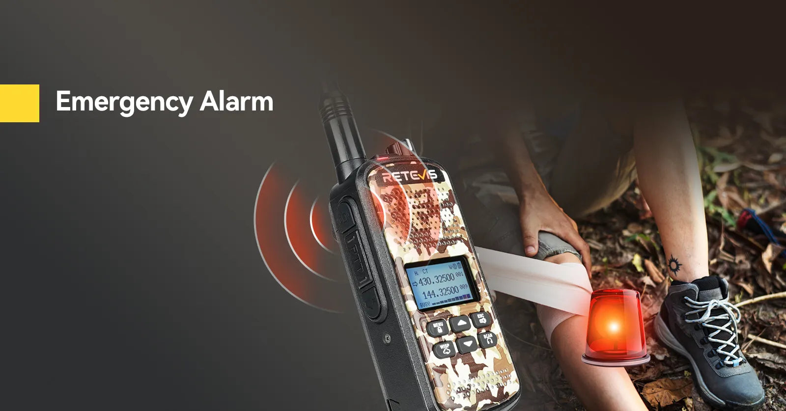 Retevis EZTalk 62 dual band radio with emergency alarm