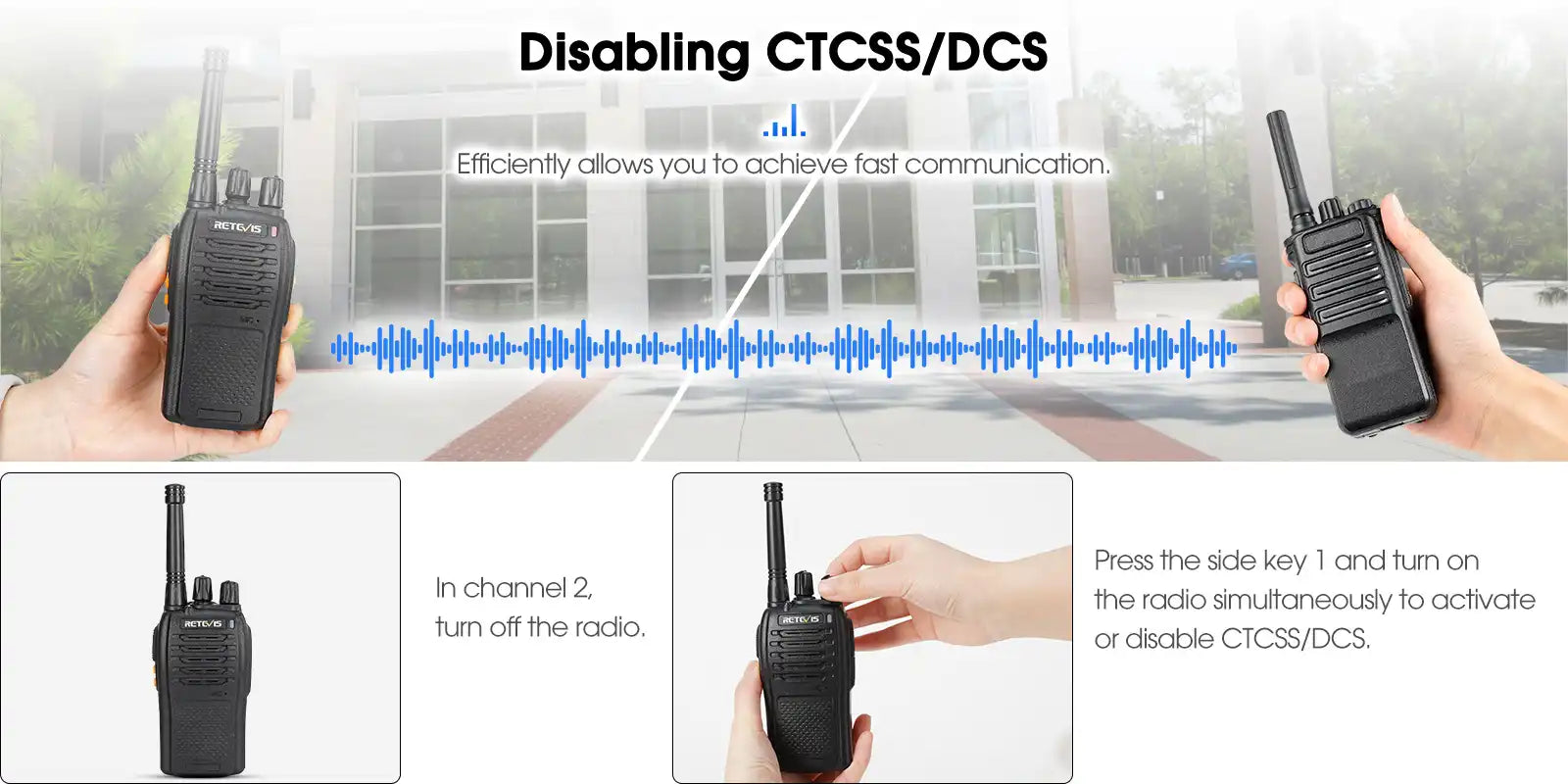 Retevis RB68 frs handheld two way radio disable CTCSS DCS