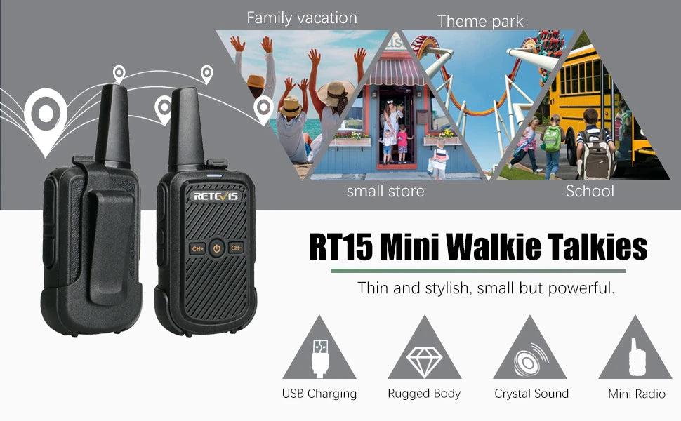 Retevis RT15 2W FRS Rechargeable Mini Walkie Talkies