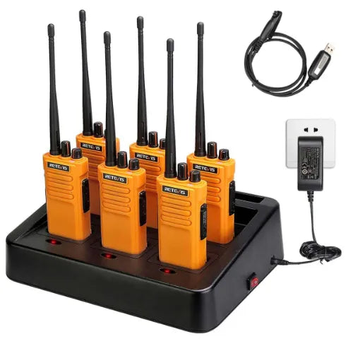 Retevis RT29 Orange Waterproof UHF Radio with Six Way Charger