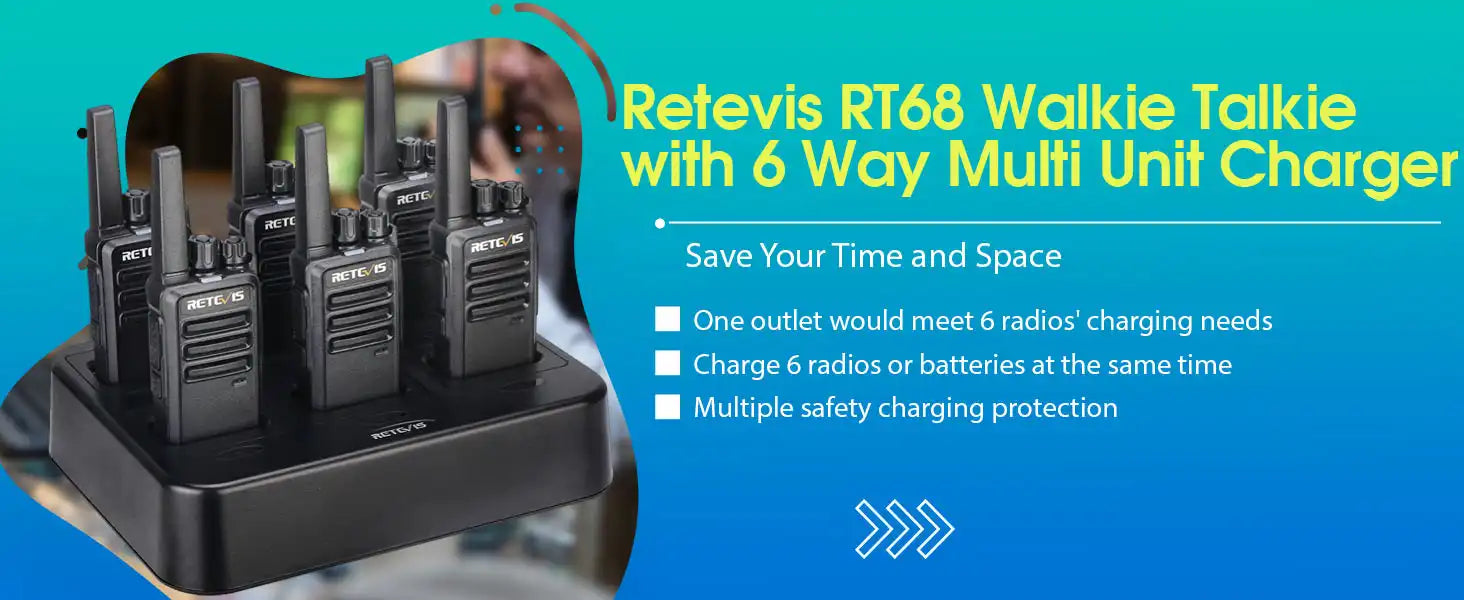 Retevis RT68 Portable FRS Two Way Radios Rechargeable with Multi Unit Charger