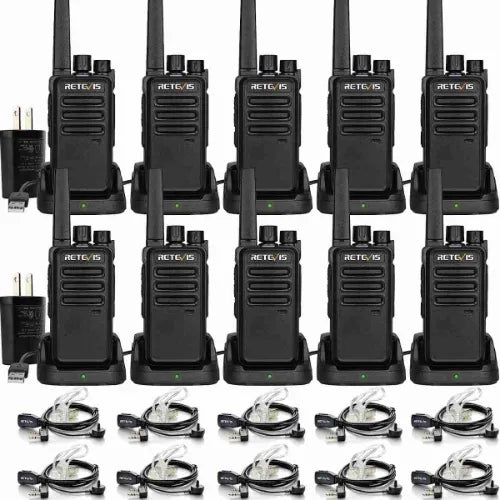 Retevis RT68 rechargeable portable 2 way radio with earpieces