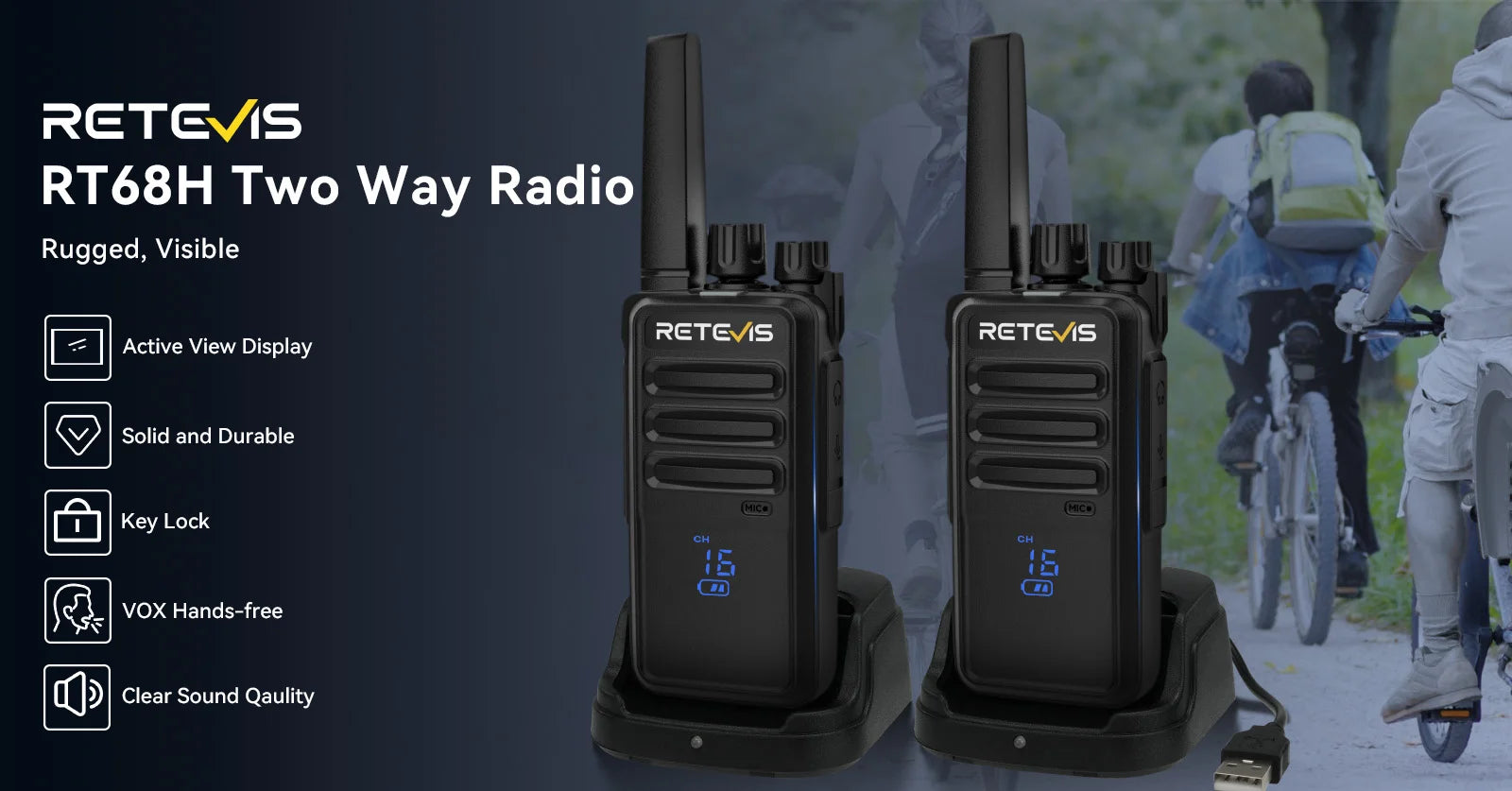 Retevis RT68H Hidden Display FRS Portable Two Way Radio 2 Pack