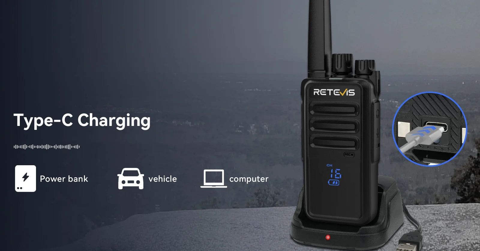 Retevis RT68H Walkie Talkie with Type C Port