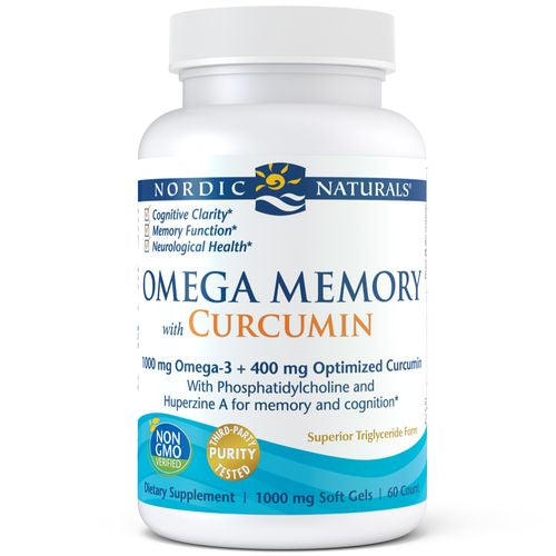 Nordic Naturals Omega Memory with Curcumin Softgels  Lemon  Non-GMO  60 Ct