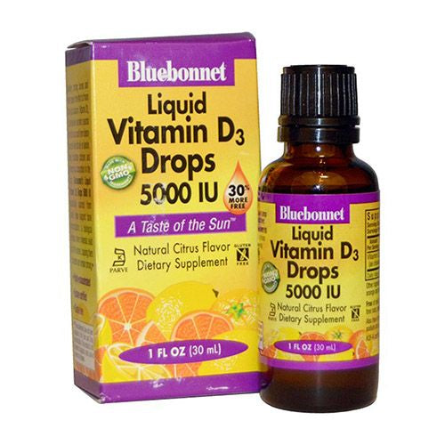 Liquid Vitamin D3 Drops  Citrus  5 000 IU  1 fl oz (30 ml)  Bluebonnet Nutrition