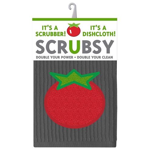 MU Kitchen Scrubsy Gray/Red Terry Cotton/Polyester/Polyamide Dish Cloth With Scrubber 1 pk