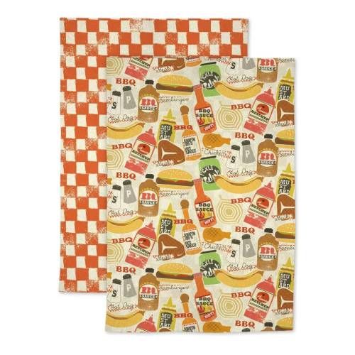 2pk Cotton Designer BBQ Zing Kitchen Towels - MU Kitchen