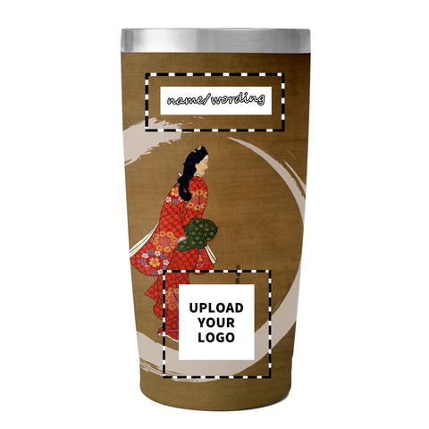 custom printed 20oz stainless steel travel mug with lid pr259 ukiyo-e hishikawa moronobu's beauty looking back vacuum insulated coffee tumbler custom logo brand name