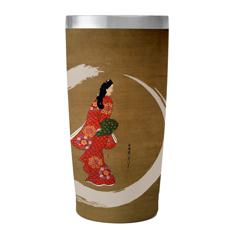 Tasse de voyage en acier inoxydable imprimée personnalisée de 20 oz avec couvercle PR259 Ukiyo-e Hishikawa Moronobu's Beauty Looking Back Gobelet à café isolé sous vide