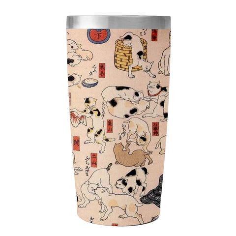 Tasse de voyage en acier inoxydable imprimée personnalisée de 20 oz avec couvercle pr259 Les chats d'Ukiyo-e Kuniyoshi Utagawa suggérés comme les cinquante-trois stations du gobelet à café Tokaido