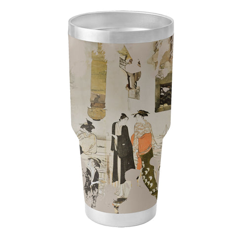 Custom Printed Ukiyo-e Matchmaking by President Kiyonaga Torii Insulated 30oz Stainless Steel Car Tumbler with Lid Pr263