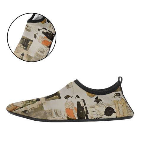 カスタムプリントアクアシューズ 1902年 浮世絵 鳥居清長社長の縁結び ビーチウェーディングシューズ