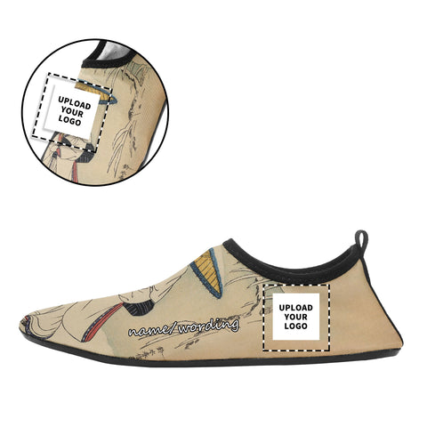 Custom Printed Aqua Shoes 1902: Ukiyo-e Suzuki Harunobu's Couple Under Umbrella in Snow Beach Wading Shoes custom logo brand name