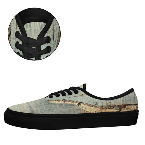 パーソナライズされたカスタマイズ印刷浮世絵カジュアルシューズ7213歌川広重の新大橋とあたけの突然の雨スニーカーブラックソール6