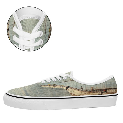 パーソナライズされたカスタマイズ印刷浮世絵カジュアルシューズ7213歌川広重の新大橋とあたけの突然の雨スニーカーホワイトソール6