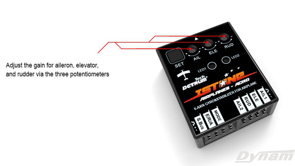 Detrum iStoneAcro 6-ACHSEN-Gyro und Stabilisator-Einstellung-Verstärkung