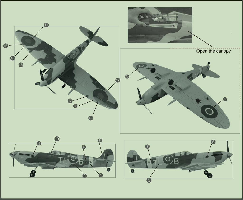 Dynam Mini Spitfire V2 デカールシーケンス