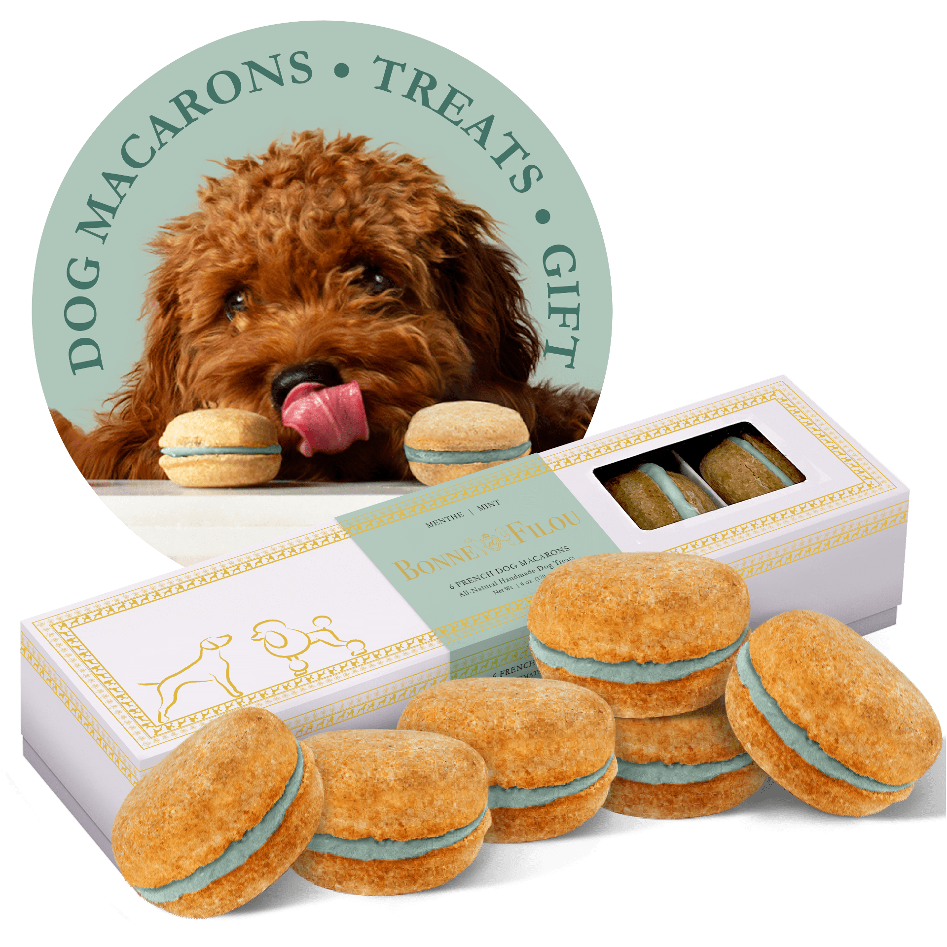 Dog Macarons (Count of 6 - window in packaging)