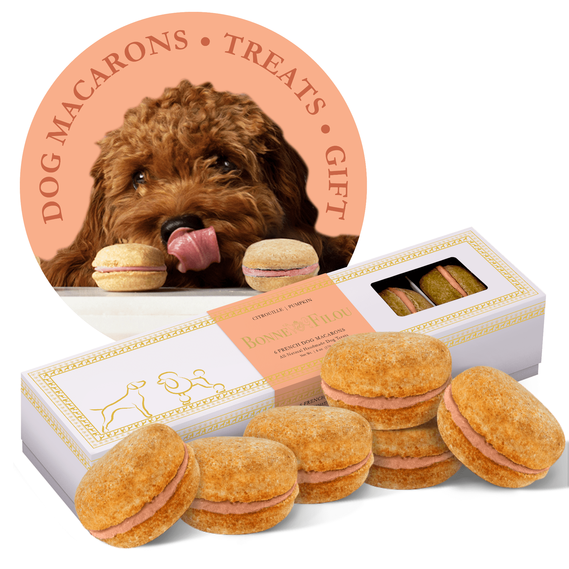 Dog Macarons (Count of 6 - window in packaging)