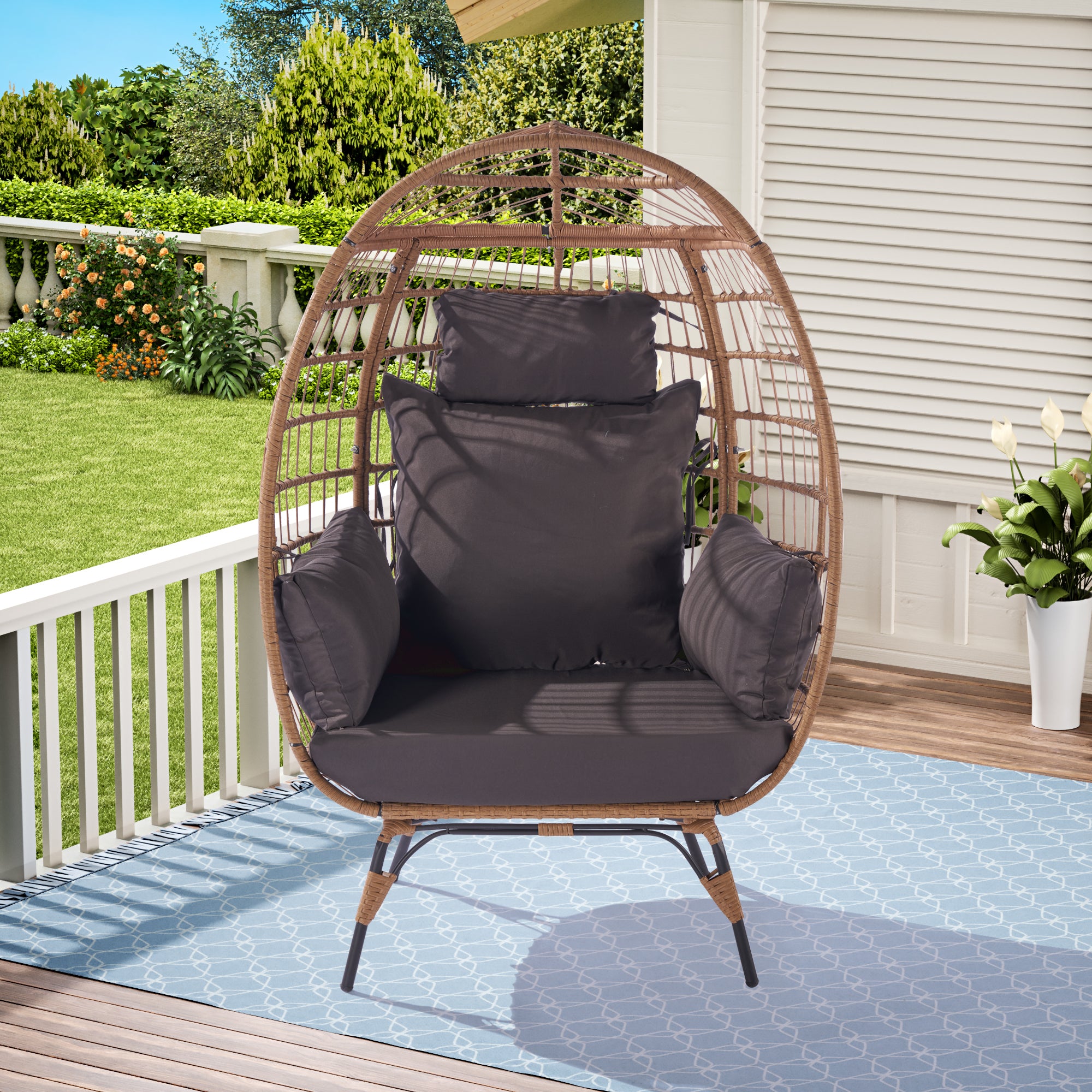 Opal Patio Wicker Egg Chair - Dark Gray